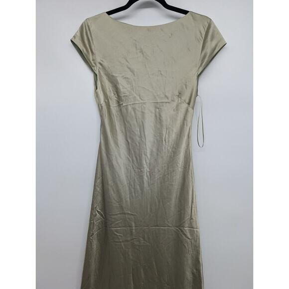 NWD Reformation Niamh Silk Dress Size 8 Dried Herbs Open Back #4B501 - Picture 5 of 16